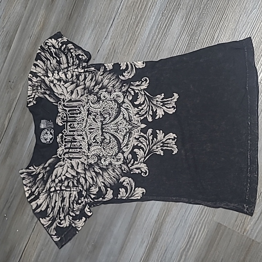 Affliction Angel wing bling tee